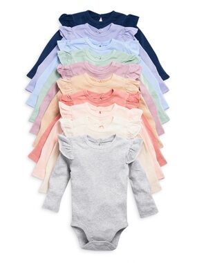 Pack of Honest Baby Organic Long Sleeve Ruffle Onesies 0-3M